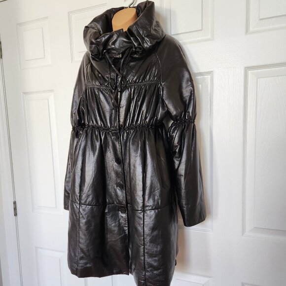 VESPUCCI SOFT LEATHER BLACK COAT OVERSIZE STYLE SIZE M - Picture 3 of 14